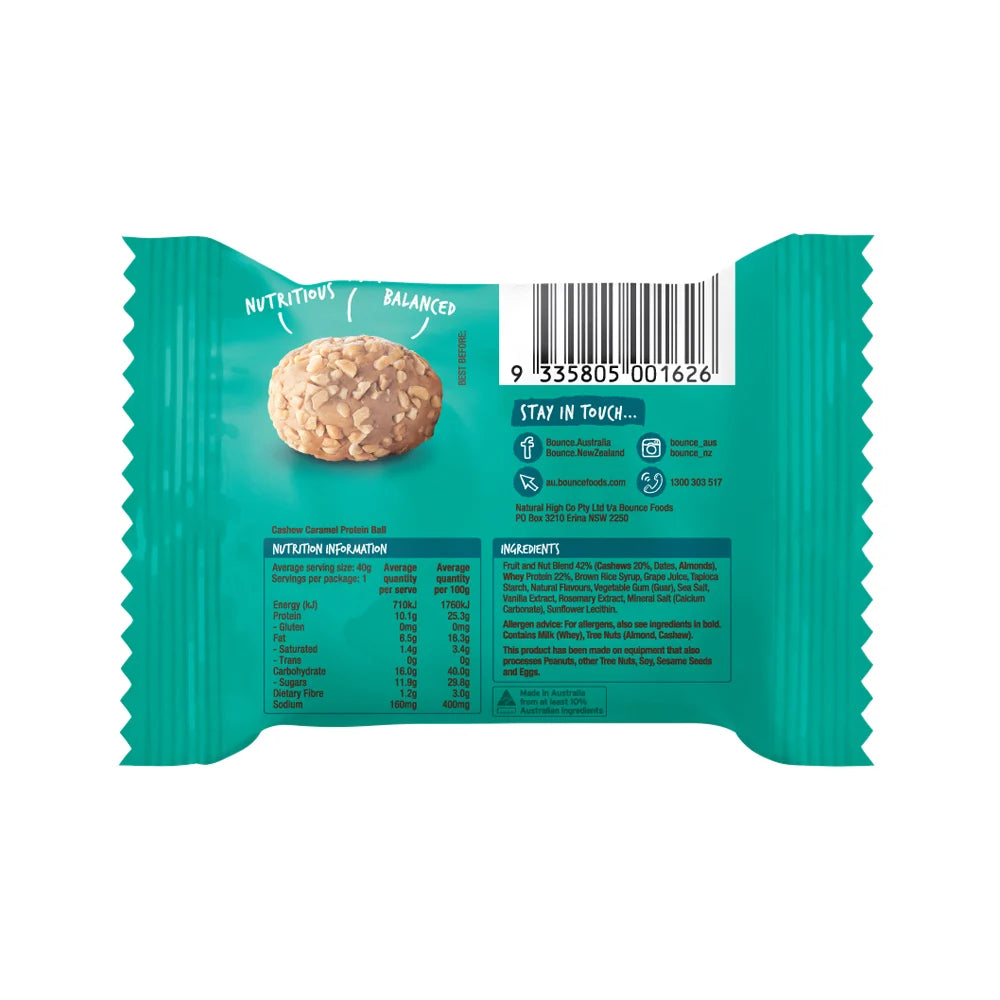 Bounce Protein Balls Cashew Caramel 40g x 12 Display