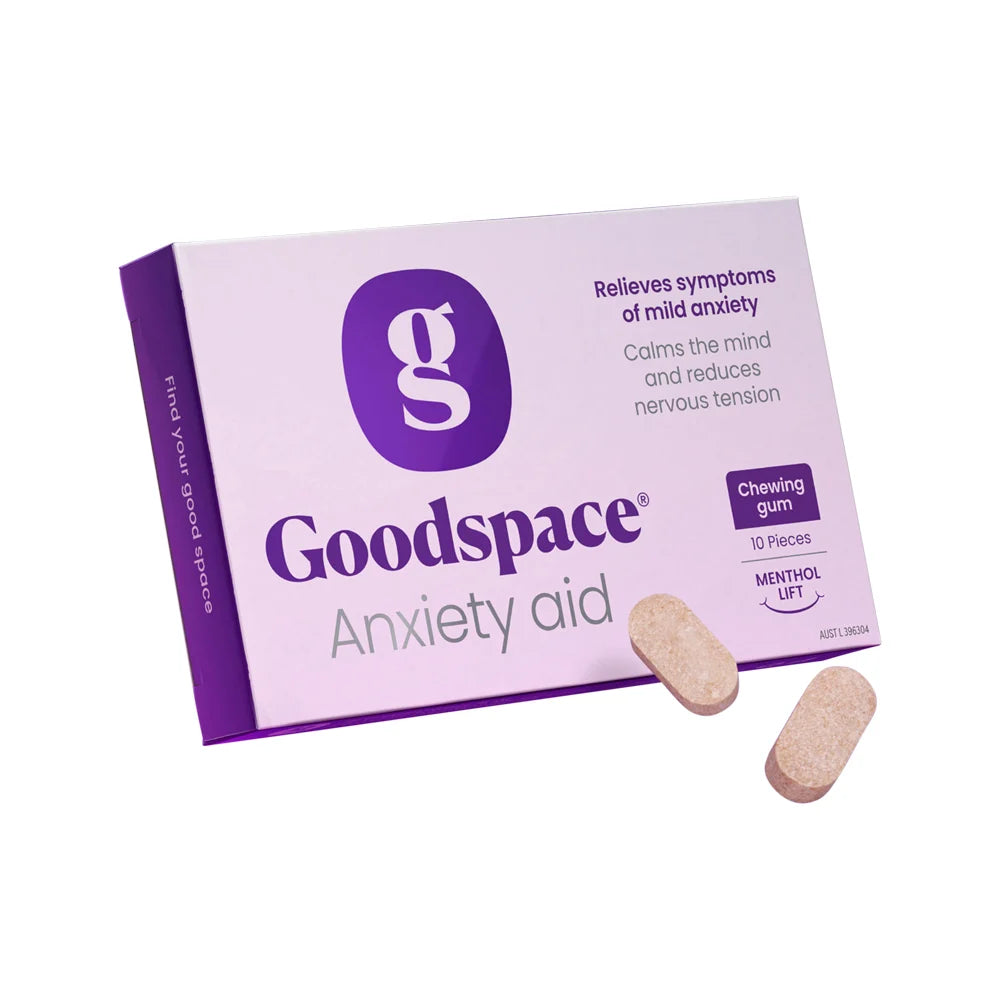 Goodspace Anxiety Aid Chewing Gum Menthol Lift 10pc Sleeve x 12 Display