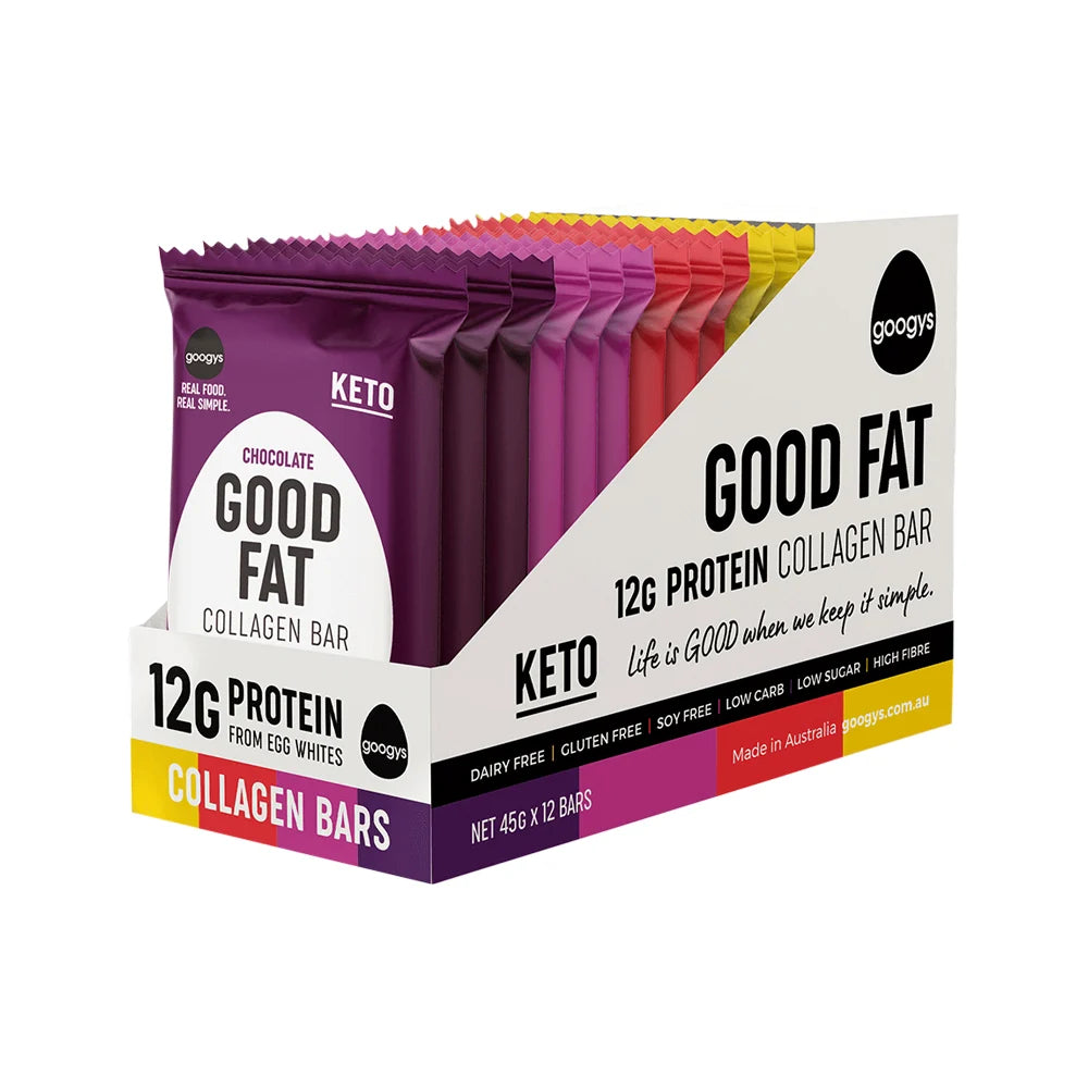Googys Good Fat Collagen Bar Mixed 45g x 12 Display