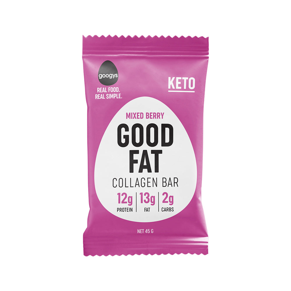 Googys Good Fat Collagen Bar Mixed Berry 45g x 12 Display