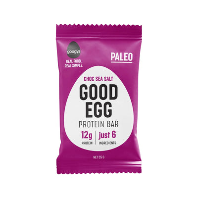 Googys Good Egg Protein Bar Choc Sea Salt 55g x 12 Display