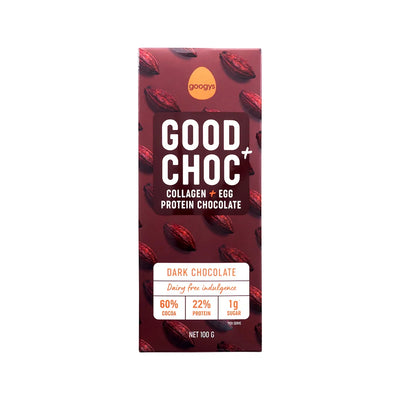 Googys Good Choc+ (Collagen + Egg Protein Chocolate) Dark 100g x 10 Display