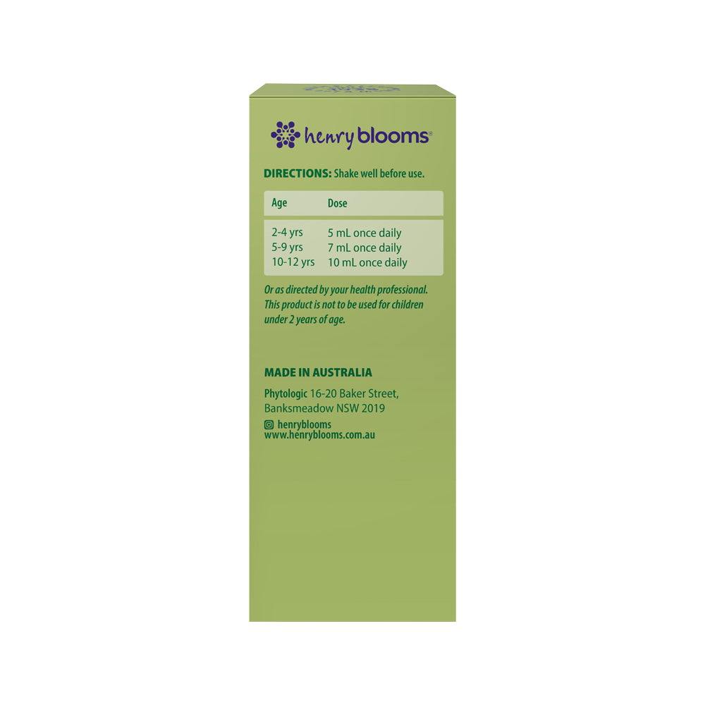 Henry Blooms Kids Liquid Cold & Flu with Elderberry Orange 100ml