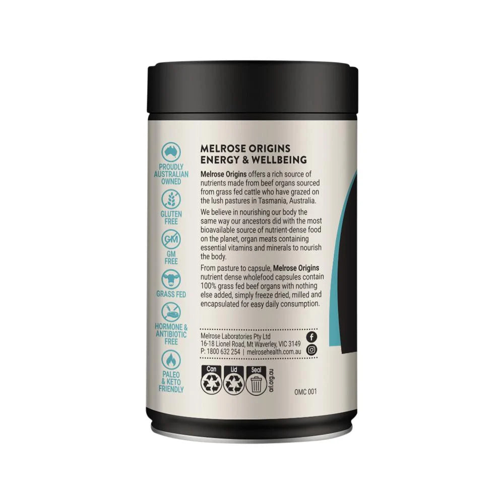 Melrose Origins Energy & Wellbeing (Grass Fed Beef Liver 1000mg) 120c