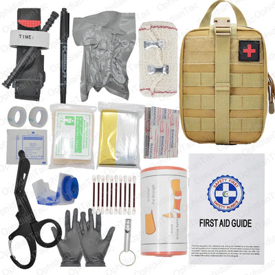 17 Piece First Aid Kit with Tourniquet and Chest Seal for Emergency Car Travel and Hiking