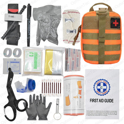 17 Piece First Aid Kit with Tourniquet and Chest Seal for Emergency Car Travel and Hiking