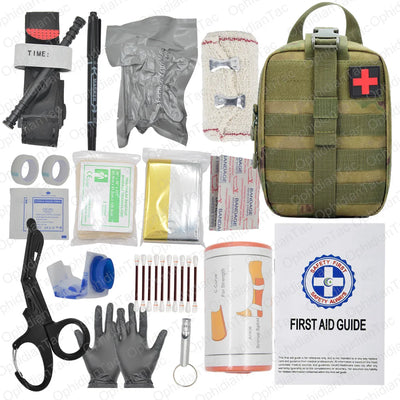17 Piece First Aid Kit with Tourniquet and Chest Seal for Emergency Car Travel and Hiking