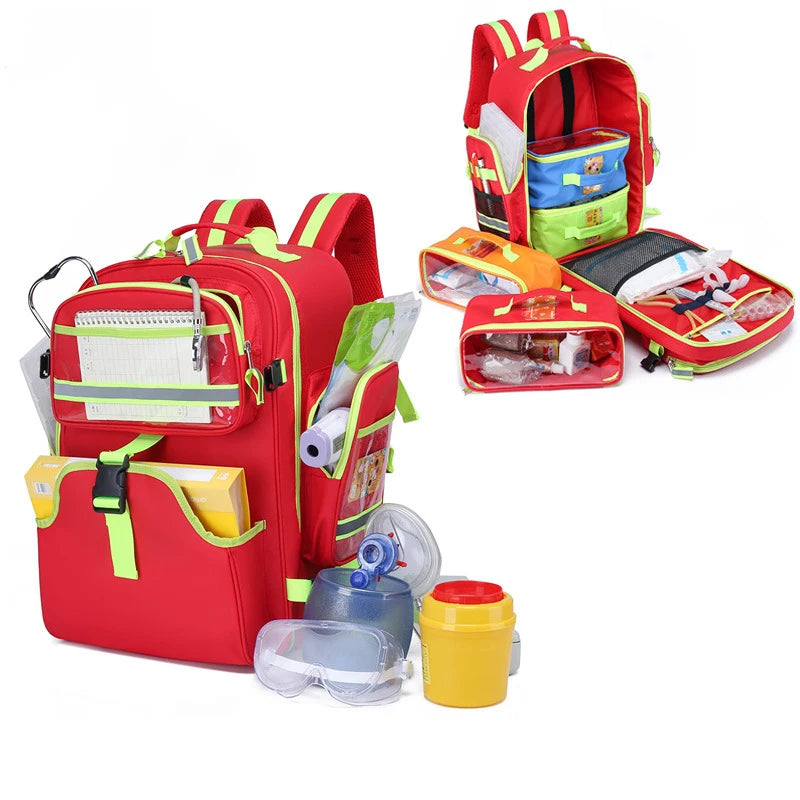 Empty First Aid Backpack for Medical Supplies and Emergency Response