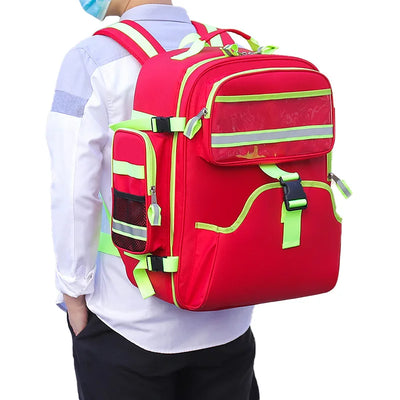 Empty First Aid Backpack for Medical Supplies and Emergency Response