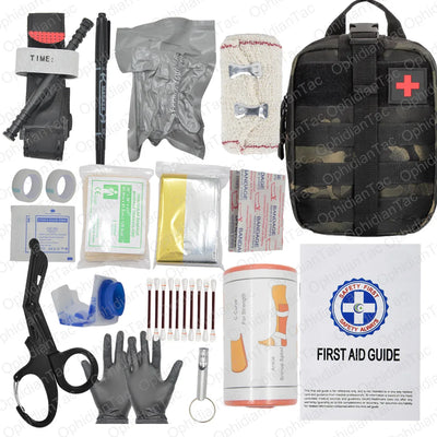 17 Piece First Aid Kit with Tourniquet and Chest Seal for Emergency Car Travel and Hiking