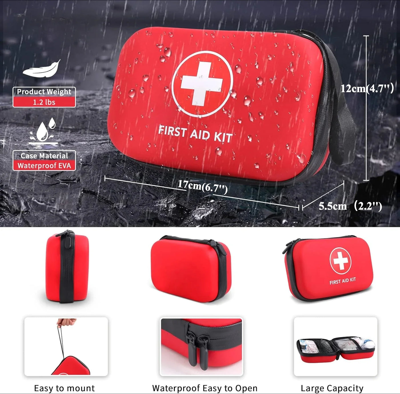 First Aid Kit for Car Home Travel and Camping Emergency Medical Kit for Survival Vehicle and Office