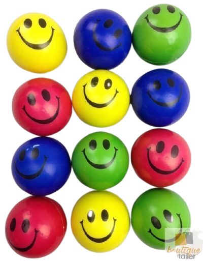 12x STRESS BALLS Hand Relief Squeeze Toy Reliever Antistress Soft Smiley MULTI