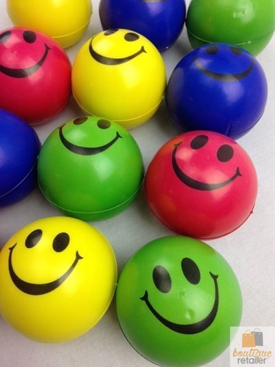12x STRESS BALLS Hand Relief Squeeze Toy Reliever Antistress Soft Smiley MULTI