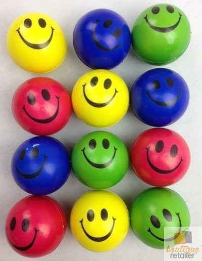12x STRESS BALLS Hand Relief Squeeze Toy Reliever Antistress Soft Smiley MULTI